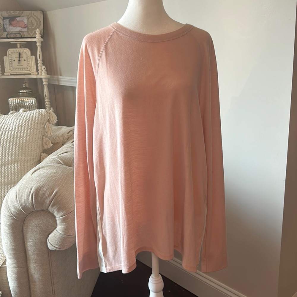 Loft Light Pink Top with Cream Button down on back